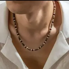 ボヘミアンスタイルネックレス　ウッドビーズ　アメカジ　サーファー