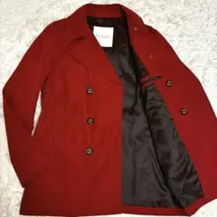 極美品/L マッキントッシュ　トレンチコート　撥水加工　ロゴボタン　赤　日本製