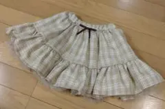 バースデイ マジョリカ バルーンスカート ベージュ チェック リボン 110