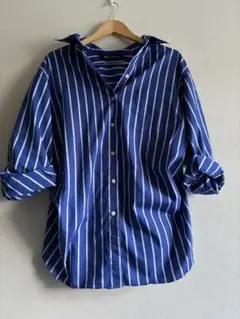 ZARAストライプシャツ　ブルー　Lサイズ