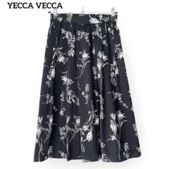 美品◆YECCA VECCA 花柄フレアロングスカート【F】プリーツ ギャザー