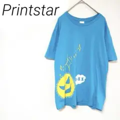 Printstar青色 Tシャツ 2-11 デザイン　M 綿100%