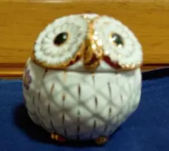フクロウ型陶器　小物入れ