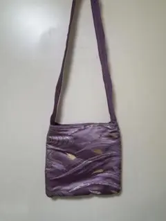 紫色 波模様 サコッシュ　　(手作り)