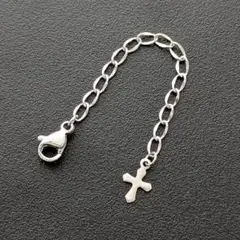 ネックレス延長アジャスター　5cm　クロス　ステンレス　シルバー　*1273