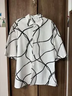 ZARA 半袖シャツ L ホワイト/ブラック