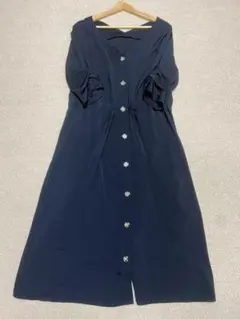 ネイビー シャツワンピース 半袖　cheek