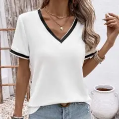 【新品未使用】 レディース Tシャツ XXL 半袖 シンプル ホワイト 白