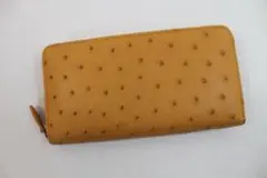 【最上級品】オーストリッチ 財布 未使用 新品 フルポイント ラウンド キャメル