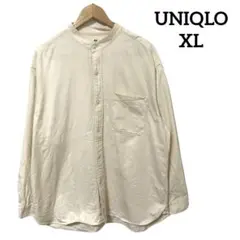 UNIQLO オーバーサイズ　スタンドカラーシャツ　長袖　白　XL＊QH