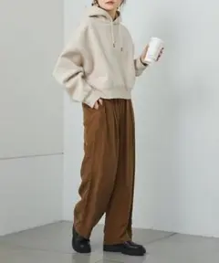 PUAL CE CIN ピュアルセシン 裏起毛クロップドパーカー　F