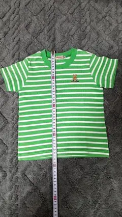 Miki House 緑/白ストライプ Tシャツ 100cm