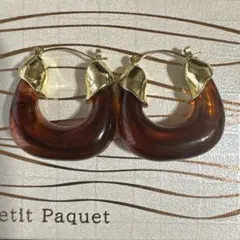 ブラウン フープピアス