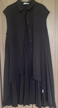 オシャレ✴︎ノースリーブボタンシャツ黒FREE重ね着にも♪かっこいい