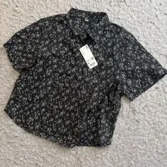 UNIQLO 花柄 半袖シャツ Mサイズ ブラック