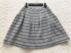 ★美品★Rene TISSUE★ボーダー織り ふんわり スカート★38★白x黒★