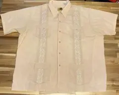 90s GUAYABERA ピンクキューバシャツ