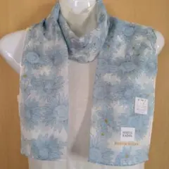 日比谷花壇/ロングスカーフ　ストール　UV加工　花柄(水色)