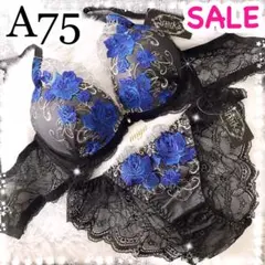 24h以内発送❣️黒 A75❤︎シアーリッチローズ♥️ブラショーツセット✨ワコール系