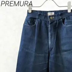 PREMURA デニムパンツ ワイドパンツ ストレッチ ポケット付き シンプル