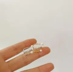 イヤーカフ ゴールド パール ダイヤ アクセサリー フープイヤーカフ おしゃれ