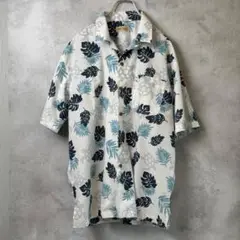 美品 Aloha Face mix アロハシャツ LL モンステラ柄