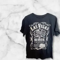 ラスベガス レトロ Tシャツ 黒　男女兼用　トップス