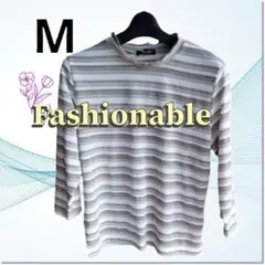 【Fashionable ファッショナブル】Tシャツ 七部袖 M（レディース）