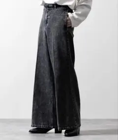 CLELヴィンテージデザイン フレアデニムパンツ　ブラック