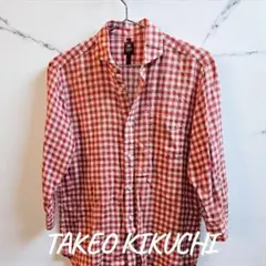 TAKEO KIKUCHI 赤と白のチェック長袖シャツ
