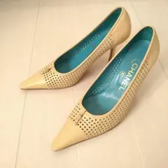 良品❤CHANEL【シャネル】ココマーク♡パンチングレザー パンプス 22.5㎝