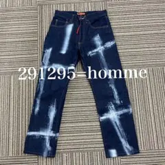 291295＝HOMME デニム　Ⅰ 濃紺　総柄　ペイント　y2k