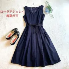ローラアシュレイの紺色　ノースリーブ　ワンピース　インナー　上品