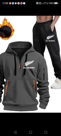 (コバさん分)ALL BLACKS フーディーとパンツセット S