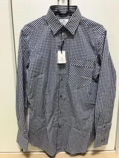 【新品未使用】LANVIN ランバン ワイシャツ チェック ネイビー 46 M