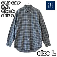 OLD GAPボタンダウンチェックシャツ　ブルー　Lサイズ