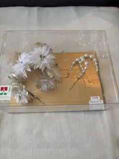 白い花とパールの髪飾りセット