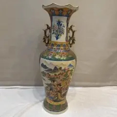 薩摩焼 大壺 花瓶 武者 鳳凰 鶴 宝尽くし 金彩 アンティーク インテリア 薩摩焼 大壺 花瓶 武者 鳳凰 鶴 宝尽くし 金彩 アンティーク