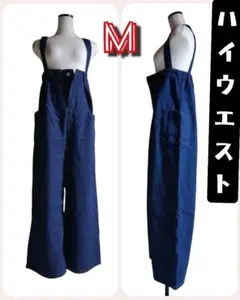 格安 デニムパンツ 大人カジュアル サロペット 楽ちん 体型カバー　M　★