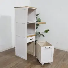 【新品】アンティークホワイト キッチン ラック ワゴン　アウトレット