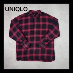 【美品】UNIQLO ユニクロ 赤黒チェック ネルシャツ 長袖 Mサイズ