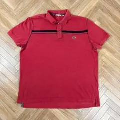 ラコステ半袖鹿の子ポロシャツ LACOSTE くすみ赤 レッド サイズ7 XXL