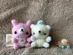 あみぐるみ　赤ちゃん　ウサギ　クマ　木製車セット　ベビー