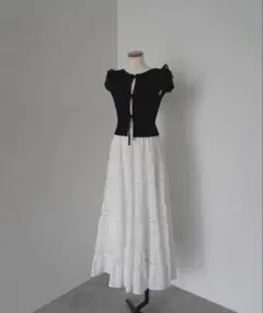 ココディール　袖フリルリボンニット
