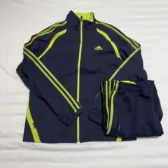 adidas CLIMLITE Mサイズ ジャージ上下セット ネイビー/ライム
