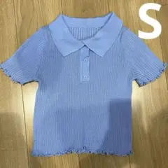 クロップド ポロシャツ ライトブルー 水色
