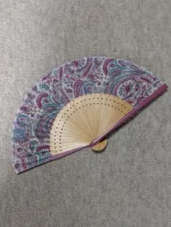 扇子　シックなペイズリー柄　超美品