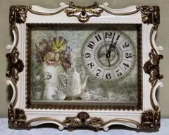美品✧*。クラシック 花柄 壁掛け時計 インテリア【中古品】
