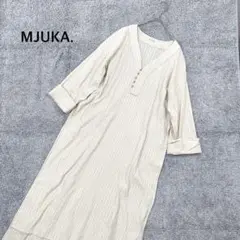 【MJUKA. ミューカ】カラミストライプカフタンワンピース スキッパーシャツ