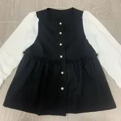 フリルデザイン ブラック・ホワイト シャツ Mサイズ